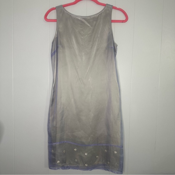 August Silk 100% Silk Beaded Gray Sleeveless Mini Dress Size 6P - Picture 5 of 7